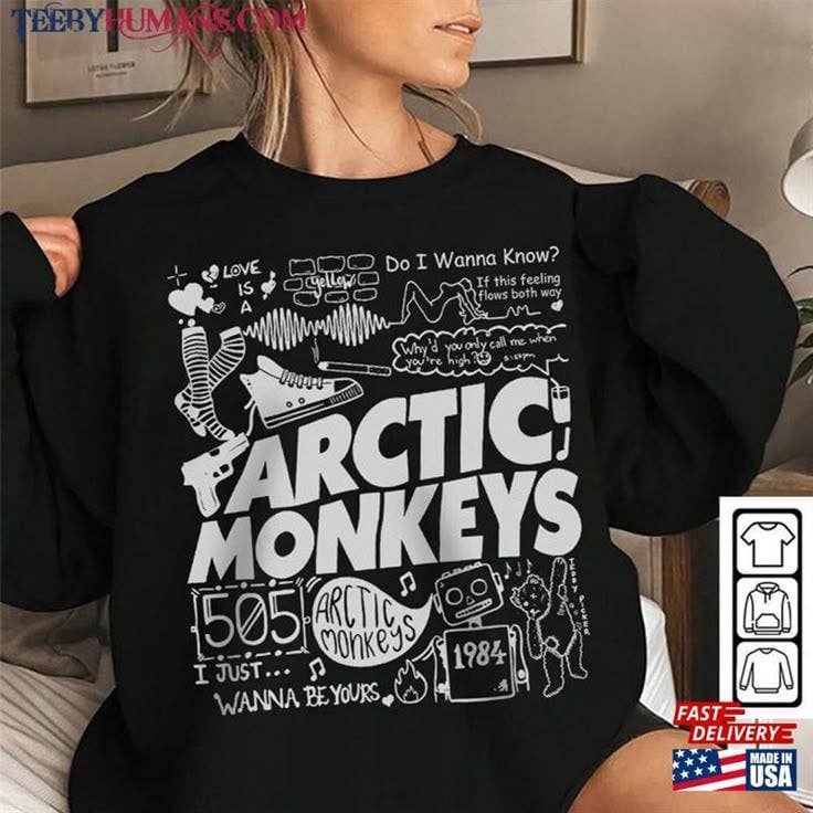 Arctic Monkeys Retro Doodle Art Graphic Tee