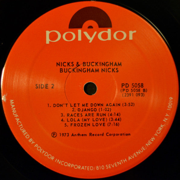 Buckingham Nicks : Buckingham Nicks (LP, Album, RE, PRC)