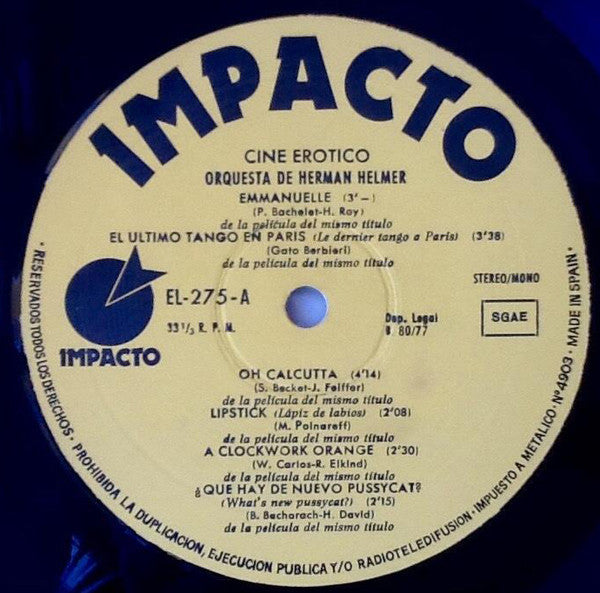 Orquesta De Herman Helmer : Cine Erótico (LP, Album)