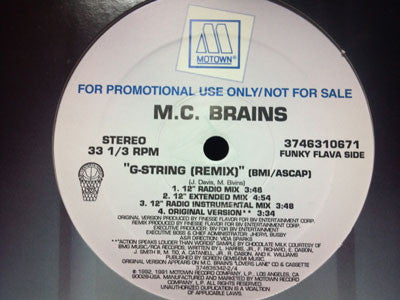M.C. Brains* : G-String (Remix) (12", Promo)