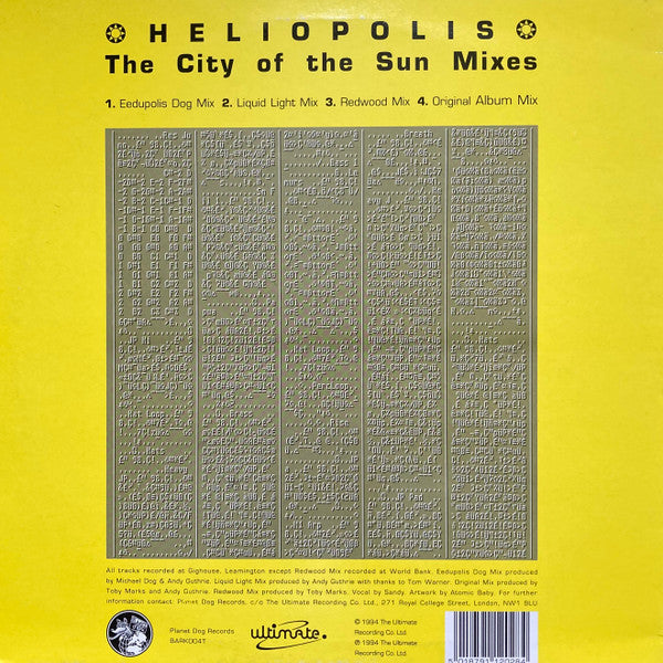 Banco De Gaia : Heliopolis (The City Of The Sun Mixes) (12")