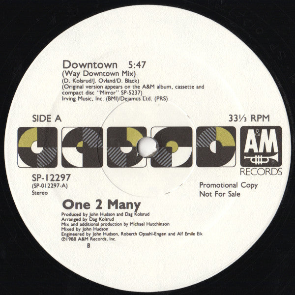 One 2 Many : Downtown (12", Promo)