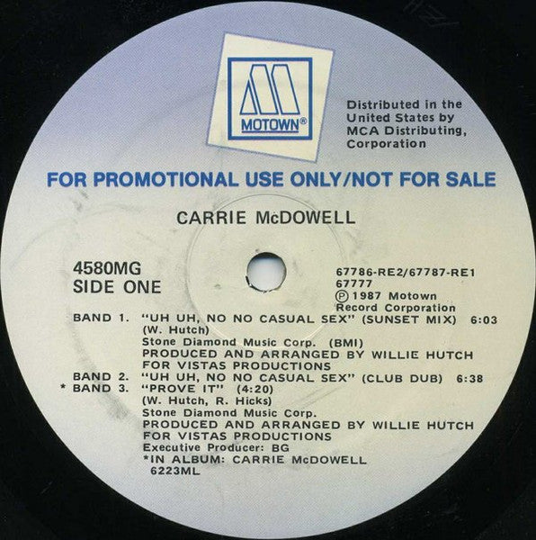 Carrie McDowell : Uh Uh, No No Casual Sex (12", Promo)