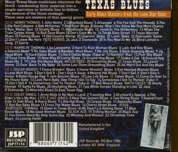 Various : Texas Blues: Early Blues Masters From The Lone Star State (4xCD, Comp, RE, RM + Box)