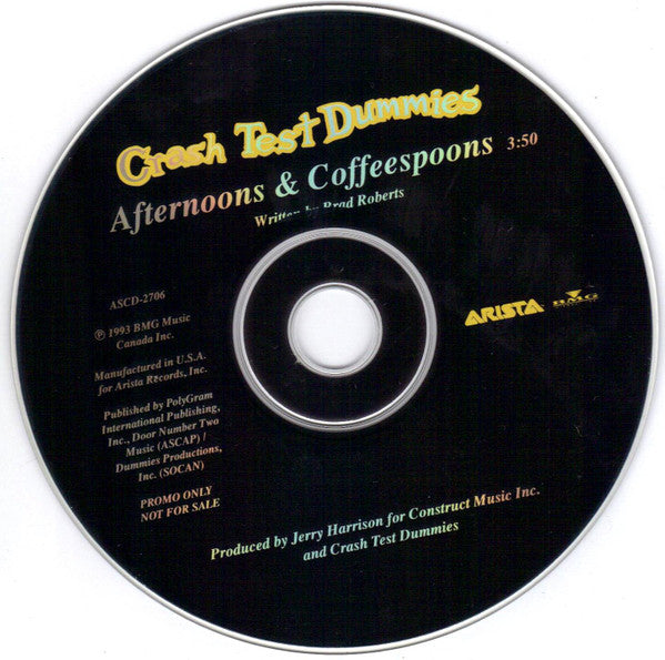 Crash Test Dummies : Afternoons & Coffeespoons (CD, Single, Promo)