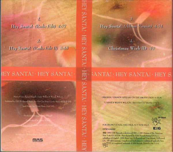 Carnie And Wendy Wilson* : Hey Santa! (CD, Single, Promo)