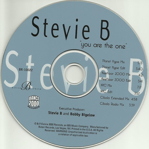 Stevie B : You Are The One (CD, Single, Car)