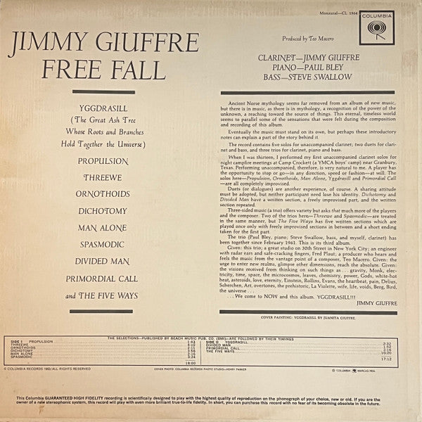 Jimmy Giuffre : Free Fall (LP, Album, Mono)