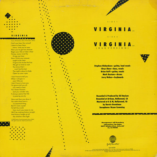 The Sights (2) : Virginia (12", Single, Promo)