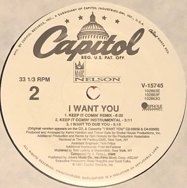Marc Nelson : I Want You (12")