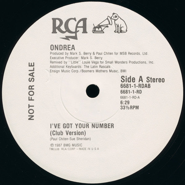 Ondrea* : I've Got Your Number (12", Promo, Dar)