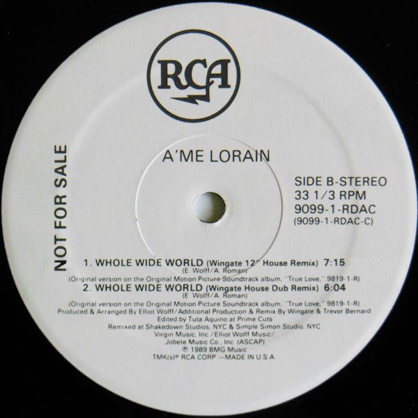 A'me Lorain : Whole Wide World (12", Promo)