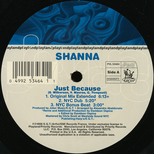Shanna : Just Because (12", Maxi)