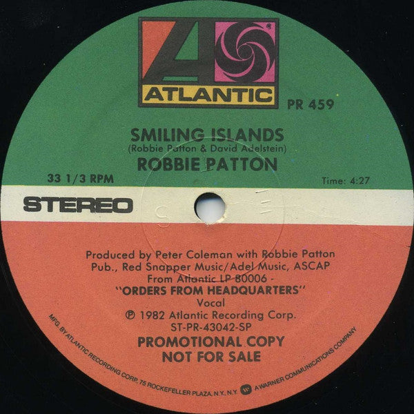 Robbie Patton : Orders From Headquarters (12", Promo)