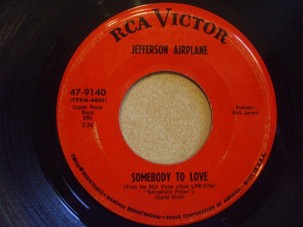 Jefferson Airplane : Somebody To Love (7", Single, Promo, Red)