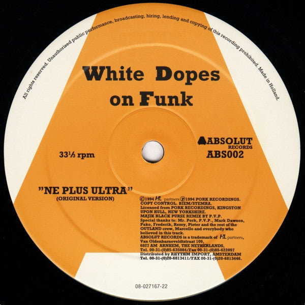 White Dopes On Funk : Ne Plus Ultra (12")