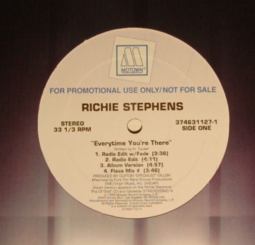 Richie Stephens : Everytime You're There (12", Promo)