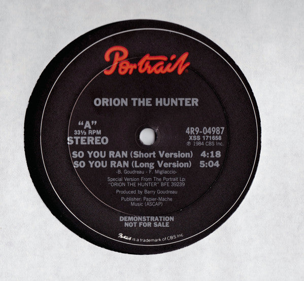 Orion The Hunter : So You Ran (12", Single, Promo)