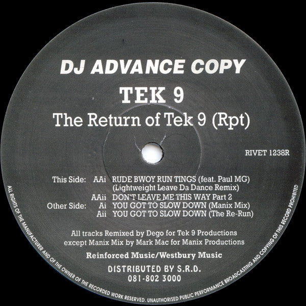 Tek 9 : The Return Of Tek 9 (Remixes) (12", Promo)