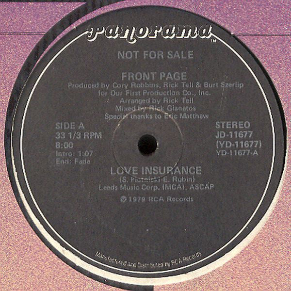 Front Page (2) : Love Insurance (12", Promo)