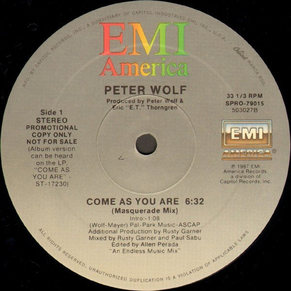 Peter Wolf : Come As You Are (12", Promo)