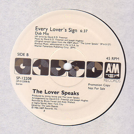 The Lover Speaks : Every Lover's Sign (12", Promo)