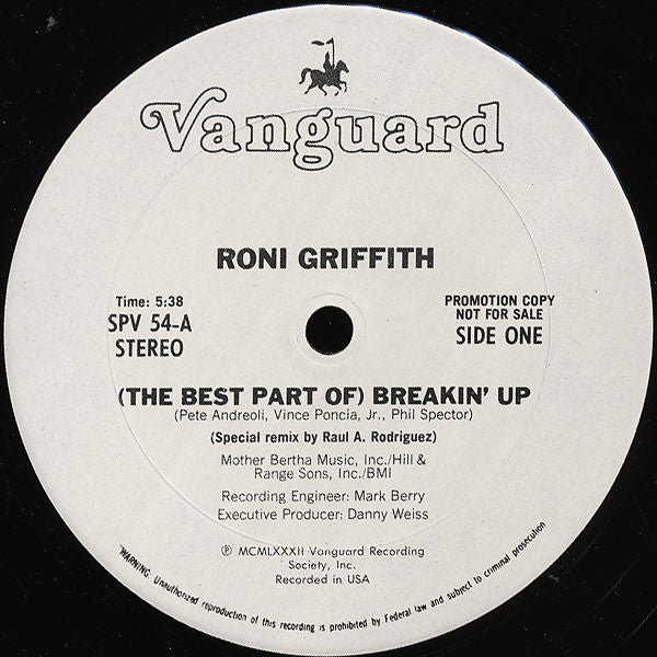 Roni Griffith : (The Best Part Of) Breakin' Up / Voodoo Man / Spys (12", Promo)