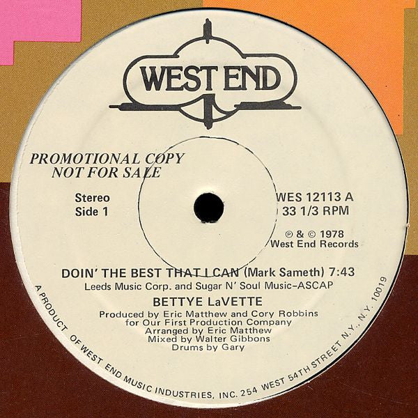 Bettye Lavette : Doin' The Best That I Can (12", Promo)