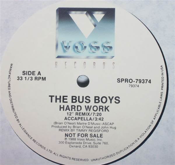The Bus Boys : Hard Work (12", Single, Promo)