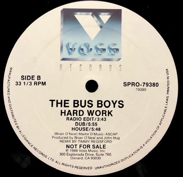 The Bus Boys : Hard Work (12", Single, Promo)