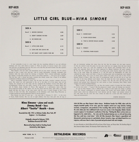 Nina Simone : Little Girl Blue (2x12", Album, RE, RM, 200)