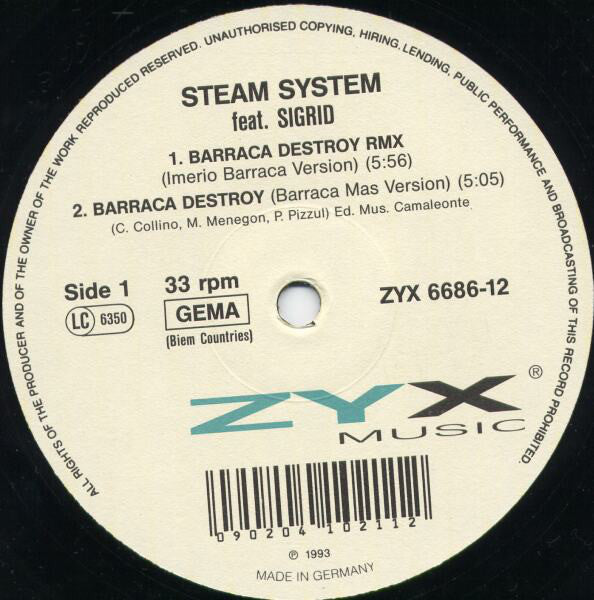Steam System Feat. Sigrid (2) : Barraca Destroy (Barraca Remix) (12")