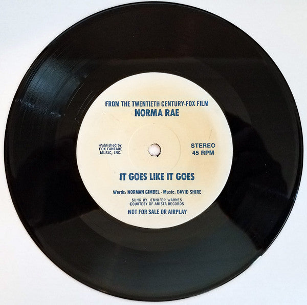 Jennifer Warnes : It Goes Like It Goes (7", S/Sided, Promo)