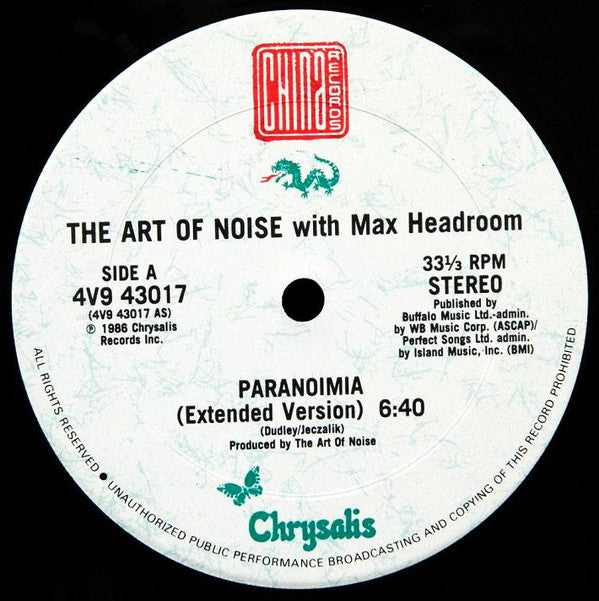 The Art Of Noise With Max Headroom : Paranoimia (Extended Version) (12")