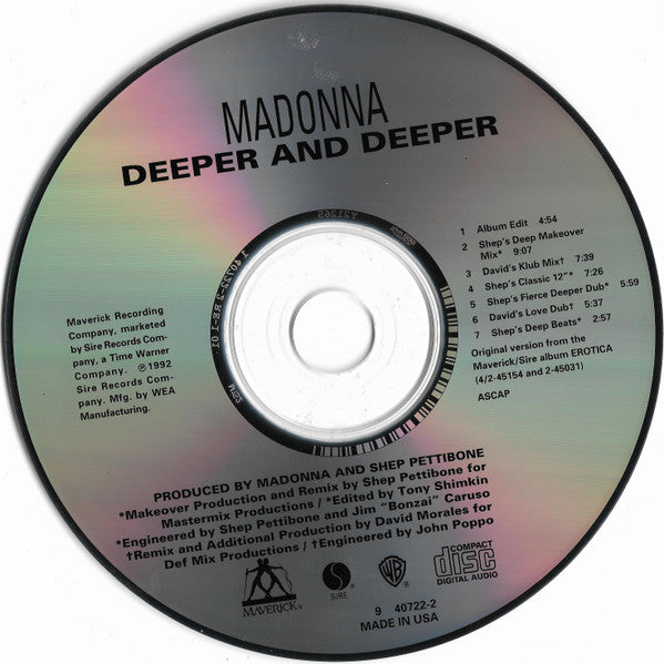 Madonna : Deeper And Deeper (CD, Maxi, RE, RP, Dig)
