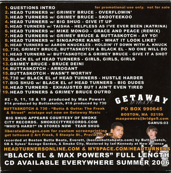 Head Turners : Flow & Hustle Mixtape (CD, Album, Mixed, Promo)