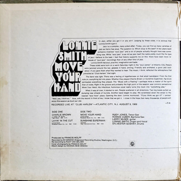 Lonnie Smith : Move Your Hand (LP, Album, Gat)