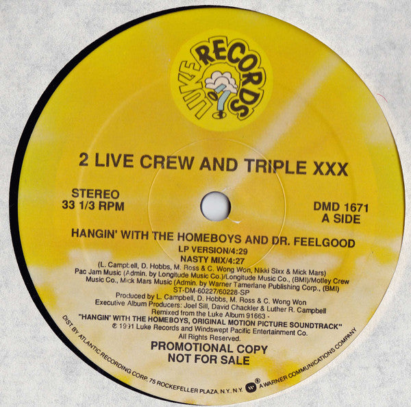 2 Live Crew* And Triple XXX (3) / 2awk* : Hangin' With The Homeboys And Dr. Feelgood / Vacate The Premises (12", Promo)
