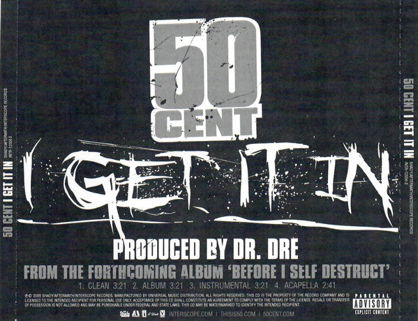 50 Cent : I Get It In (CDr, Single, Promo)