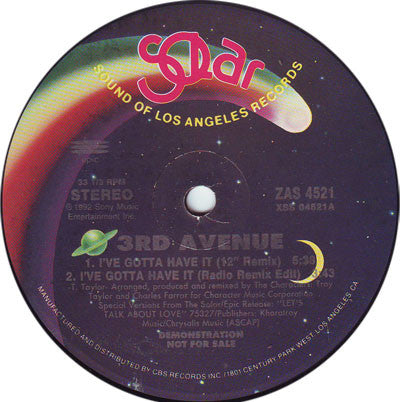3rd Avenue (5) : I've Gotta Have It (12", Promo)