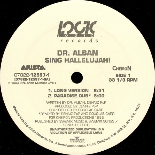 Dr. Alban : Sing Hallelujah! (12")