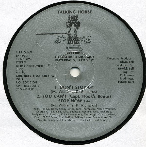 Left And Right Shoe MC's* Featuring D.J. Rated "X"* : Don't Stop (12")