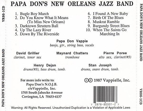 Papa Don's New Orleans Jazz Band* : Papa Don's New Orleans Jazz Band (CD, Album, RP)