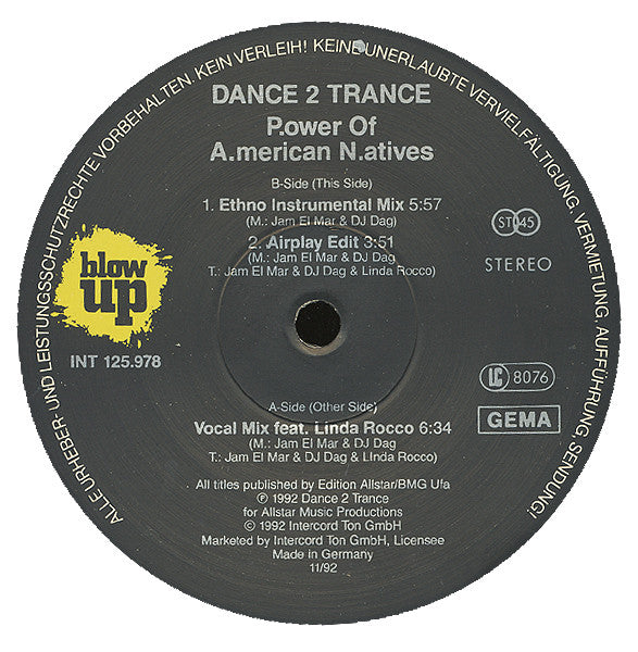 Dance 2 Trance : P→ower Of A★merican N▪atives (12")