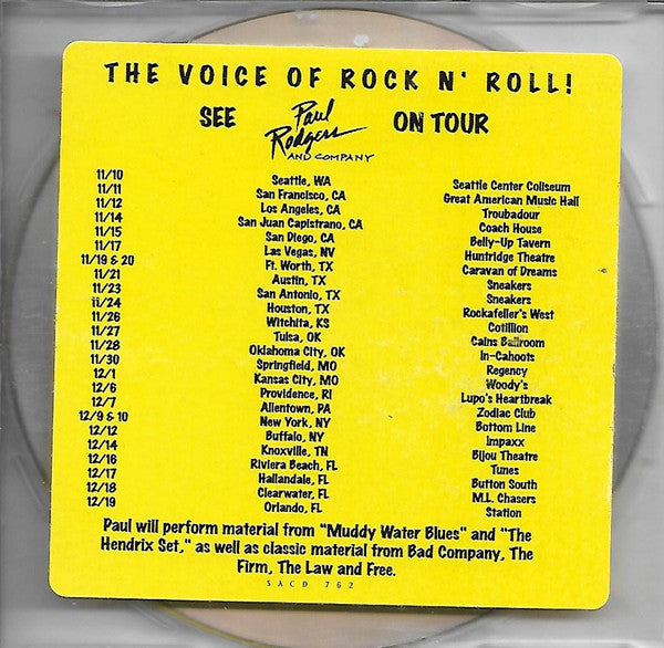 Paul Rodgers : Commemorative Tour CD Sampler (CD, Promo, Smplr)