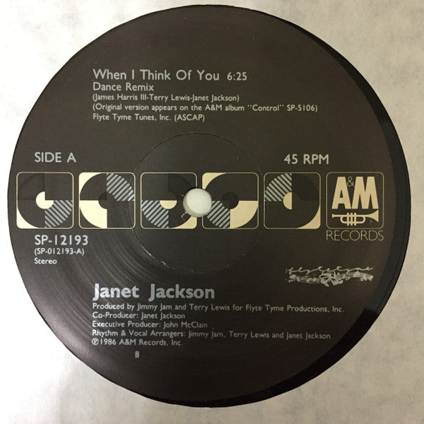 Janet Jackson : When I Think Of You (Dance Remix) (12", Single, Bla)