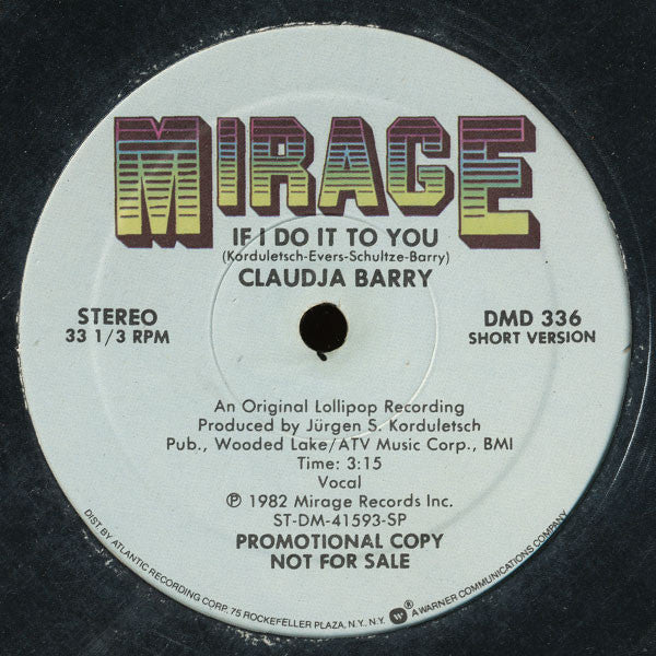 Claudja Barry : If I Do It To You (12", Promo)