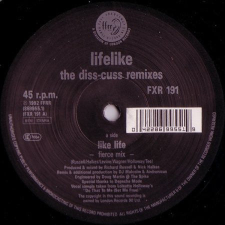 Lifelike (2) : Like Life (The Diss-Cuss Remixes) (12")