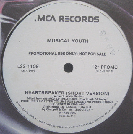 Musical Youth : Heartbreaker (12", Promo, Glo)
