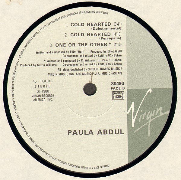 Paula Abdul : Cold Hearted (12", Maxi)